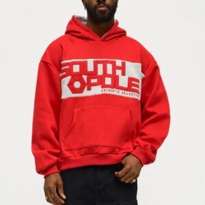 South Pole Bold Red and White Long Sleeve Hoodie -L